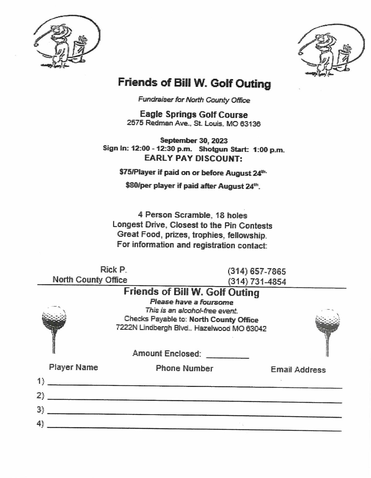 Friends of Bill W Golf Outing